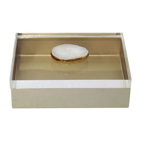 metallic box 7x5|Everly Quinn 7x5 Metal Storage Decor Box Acrylic Lid Agate .